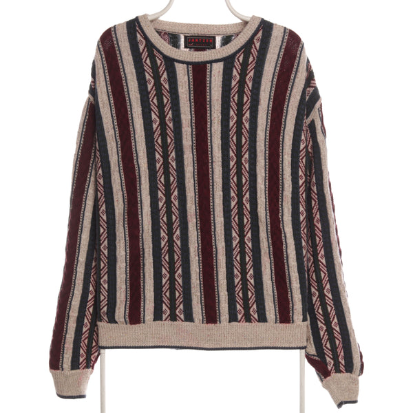 Jantzen 90's Coogi Style Knitted Sweatshirt Large Grey