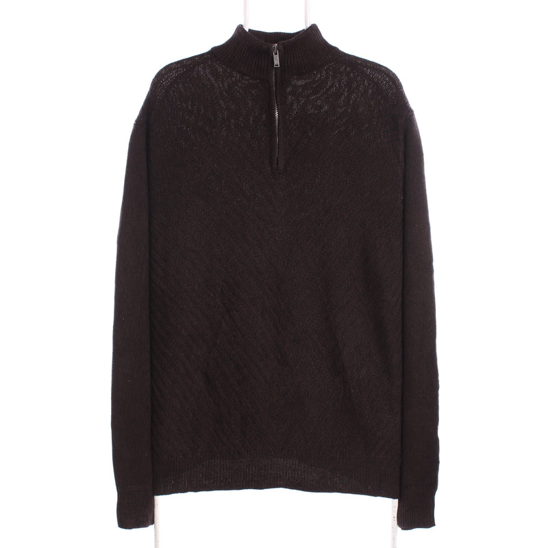 Calvin Klein 90's Quarter Zip Knitted Jumper / Sweater Medium Black