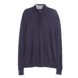 Izod 90's Quarter Zip Knitted Jumper / Sweater XLarge Navy Blue