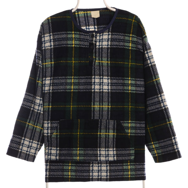 A fleur de Peau 90's Check Quarter Button Fleece XXLarge  Navy Blue