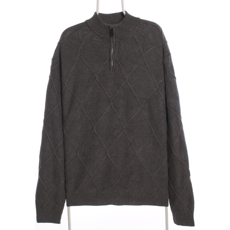 Chaps Ralph Lauren 90's Quarter Zip Knitted Jumper / Sweater XLarge Grey