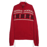 Chaps Ralph Lauren 90's Quarter Zip Knitted Jumper / Sweater XXLarge (2XL) Red