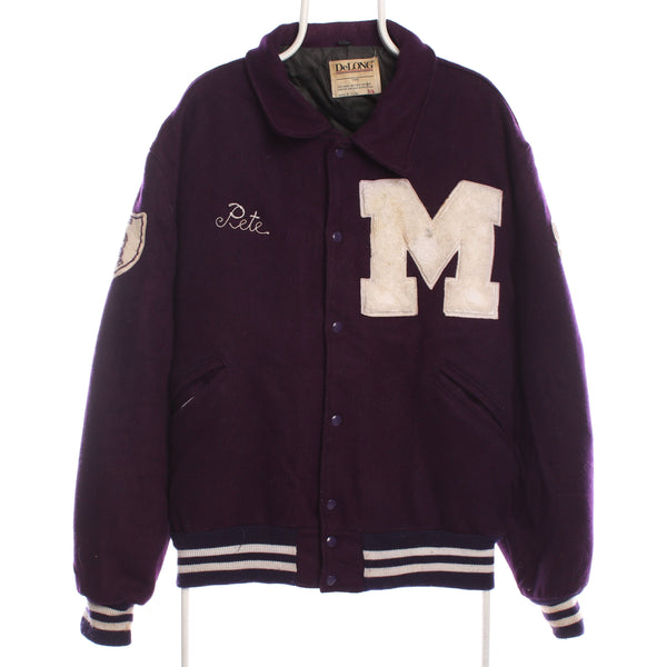 DeLONG 90's Letterman State Pete Varsity Jacket XXLarge (2XL) Purple