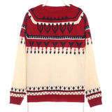 Unknown 90's Crewneck Knitted Patterend Jumper / Sweater Medium Beige Cream