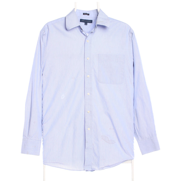 Tommy Hilfiger 90's Long Sleeve Button Up Plain Shirt 15 Neck (XSmall) Blue