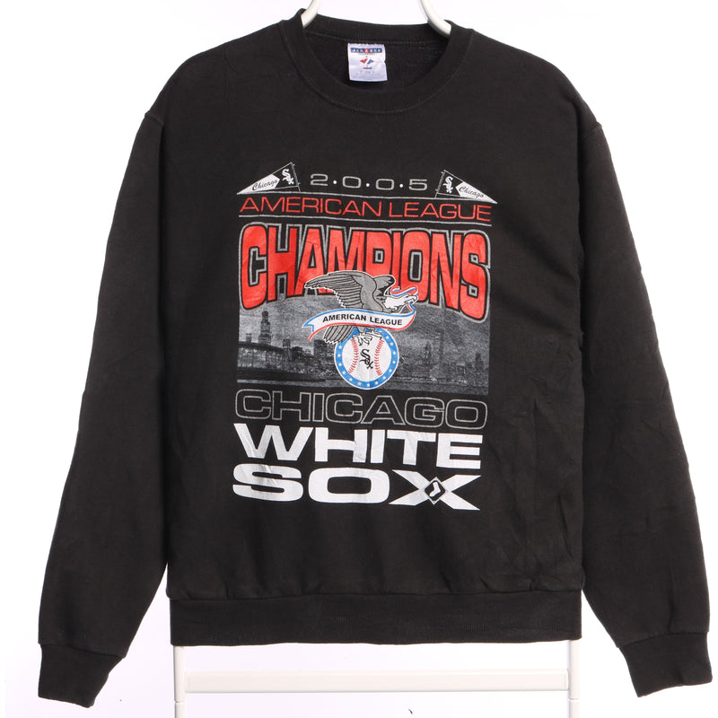 Jerzees 00's Y2K White Sox Crewneck Sweatshirt Small Black