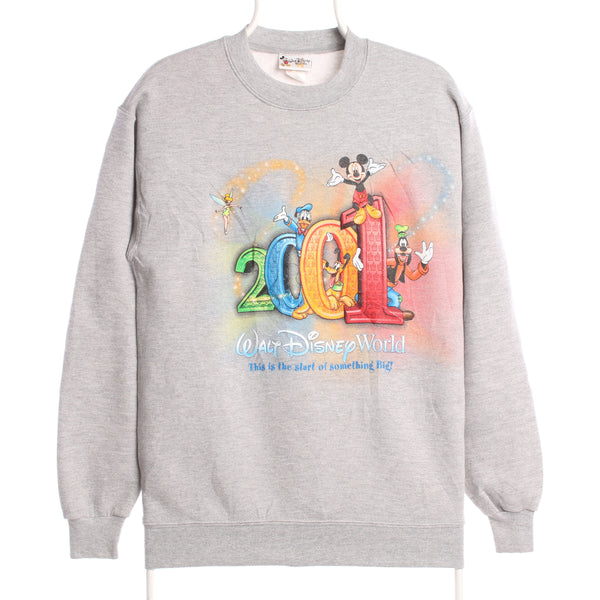 Disney 90's 2001 Disneyland Mickey Mouse Crewneck Sweatshirt Small Grey