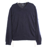 Izod 90's V Neck Knitted Jumper / Sweater XLarge Navy Blue
