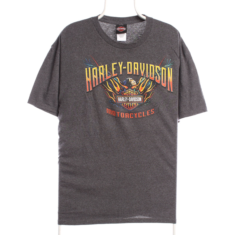 Harley Davidson Motor Cycle 90's Back Print Short Sleeve Crewneck T Shirt XLarge Grey