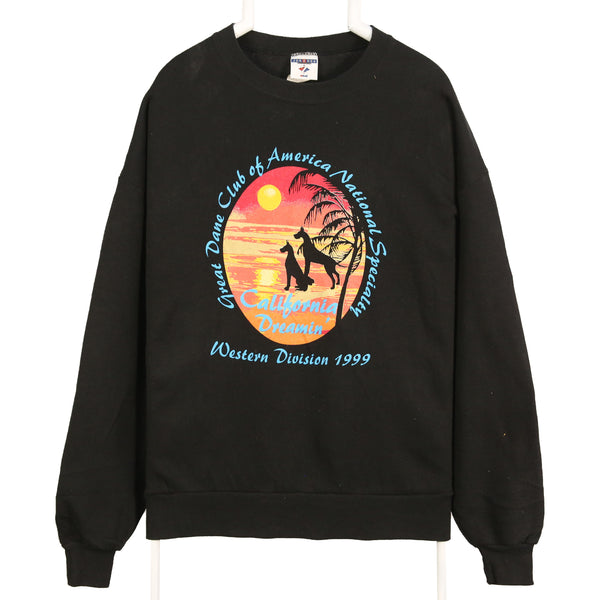 Jerzees 90's Califonia Dreamin Crewneck Sweatshirt XLarge Black