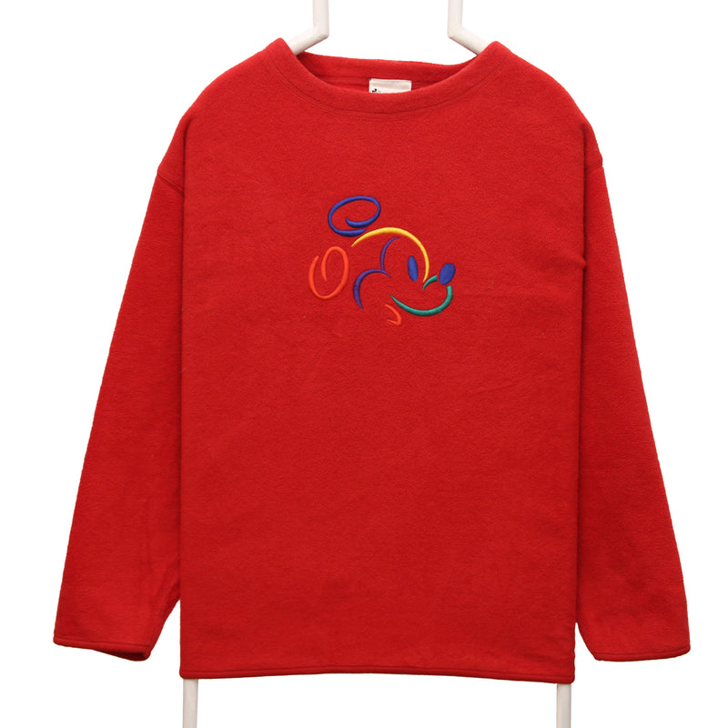 Legends 90's Mickey Mouse Fleece Crewneck Sweatshirt Large Red