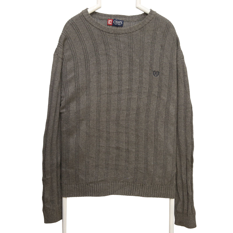 Chaps 90's Knitted Cable Jumper Large Grey