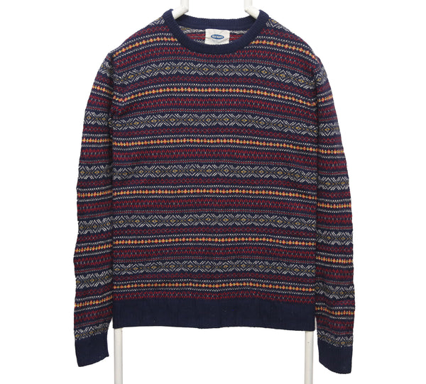 Old Navy 90's Crewneck Knitted Coogi Style Jumper Large Blue