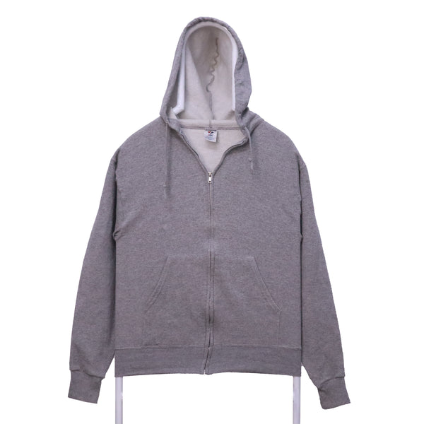 Jerzees 90's Full Zip Up Plain Hoodie Small Grey