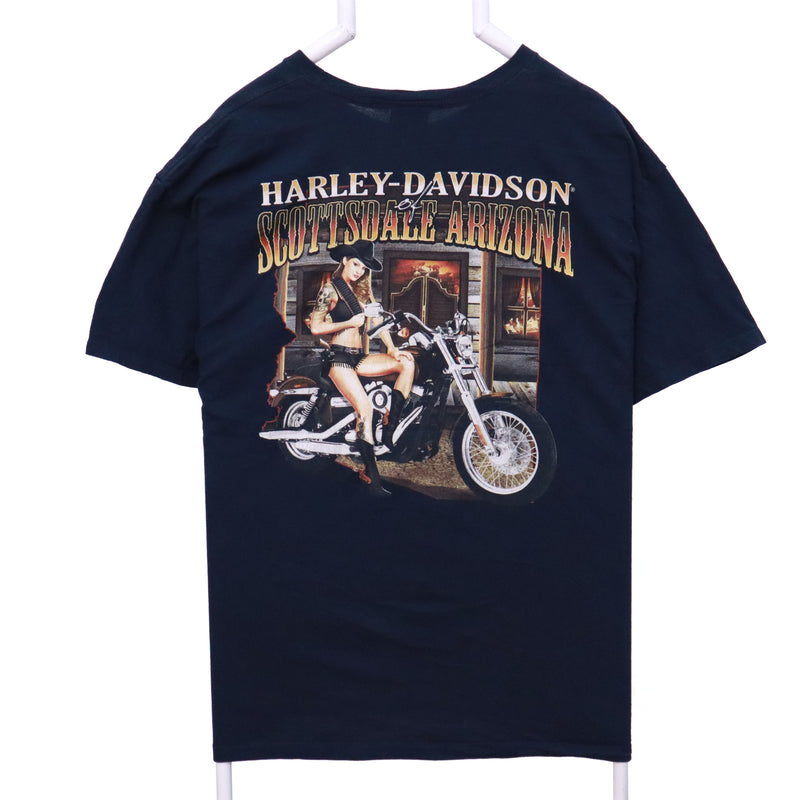 Harley Davidson 90's Back Print Short Sleeve Graphic Blazer Large Navy Blue