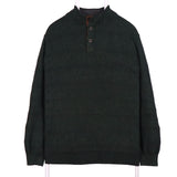 Chaps 90's Knitted Quarter Button Jumper XLarge Green
