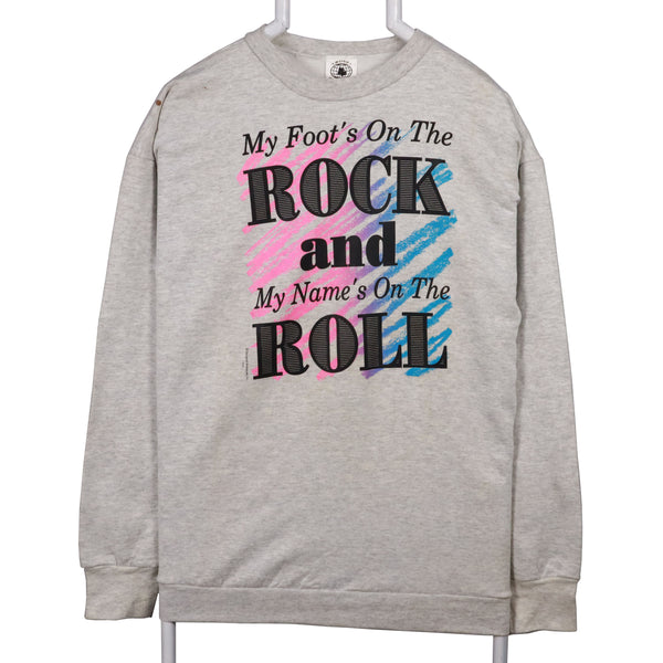 Ross International 90's Rock and Roll Crewneck Sweatshirt Large (missing sizing label) Grey