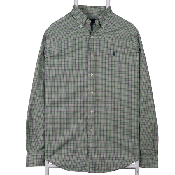 Ralph Lauren 90's Long Sleeve Button Up Check Shirt Medium Green