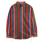 Tommy Hilfiger 90's Striped Button Up Shirt Medium Green