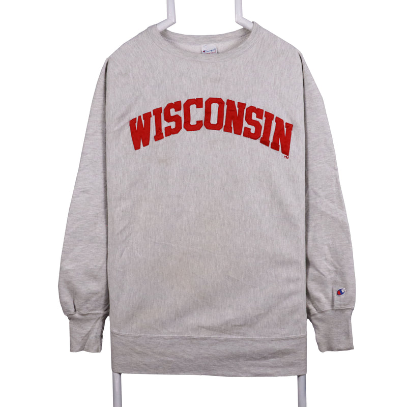 Champion 90's Wisconsin Reverse Weave Crewneck Sweatshirt XLarge Grey