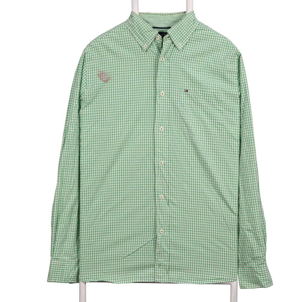 Tommy Hilfiger 90's Long Sleeve Button Up Check Shirt Small Green