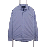 Polo Ralph Lauren 90's small logo Button Up Check Shirt Large Blue