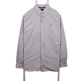 Polo Ralph Lauren 90's Long Sleeve Button Up Striped Shirt Large Blue