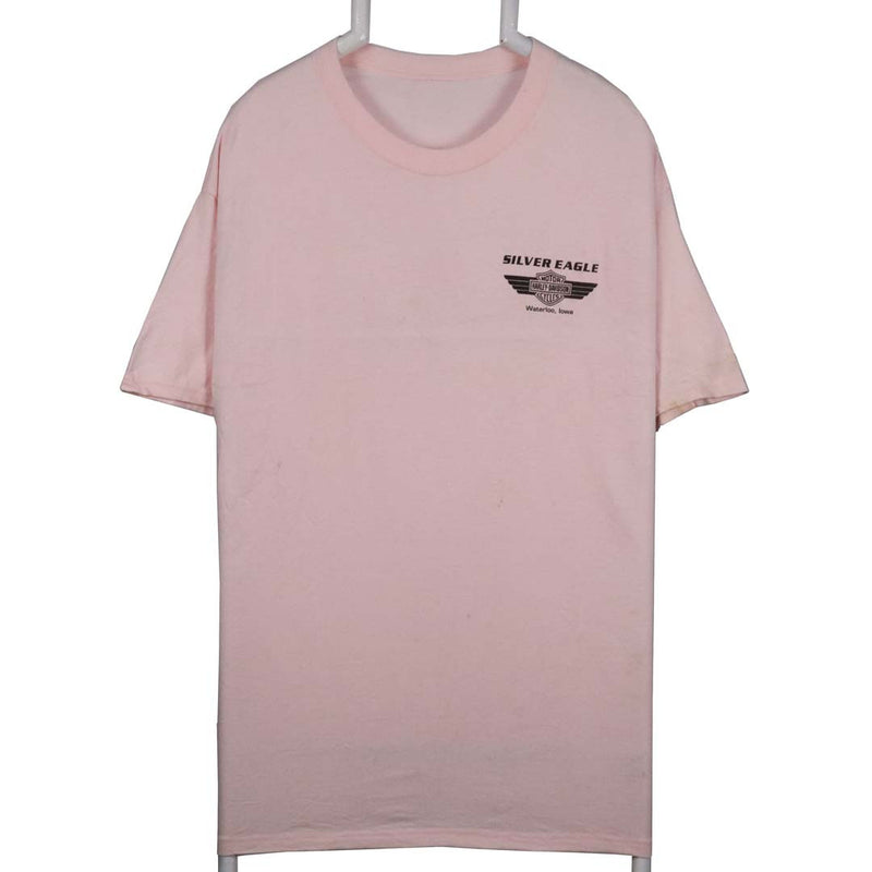 Harley Davidson 90's Back Print Short Sleeve Crewneck T Shirt Large Pink