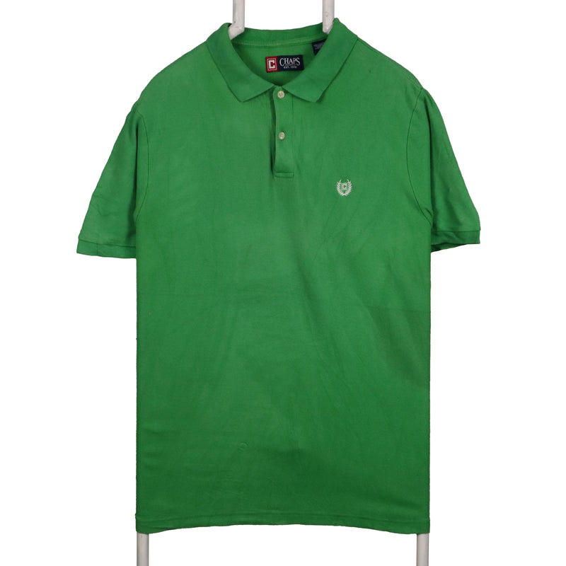 Chaps 90's Short Sleeve Button Up Polo Shirt Medium Green