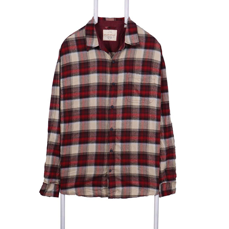 Vintage 90's Tartened lined Check Button Up Long Sleeve Shirt XLarge Burgundy Red