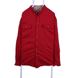 NorthCrest 90's Long Sleeve Button Up Plain Shirt XXLarge (2XL) Red