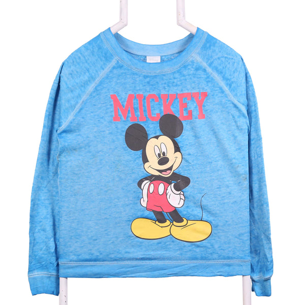 Disney 90's Long Sleeve Crewneck Mickey Mouse Sweatshirt Small Blue