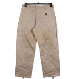Carhartt 90's Carpenter Workwear Straight Leg Bootcut Jeans / Pants 30 x 30 Beige Cream