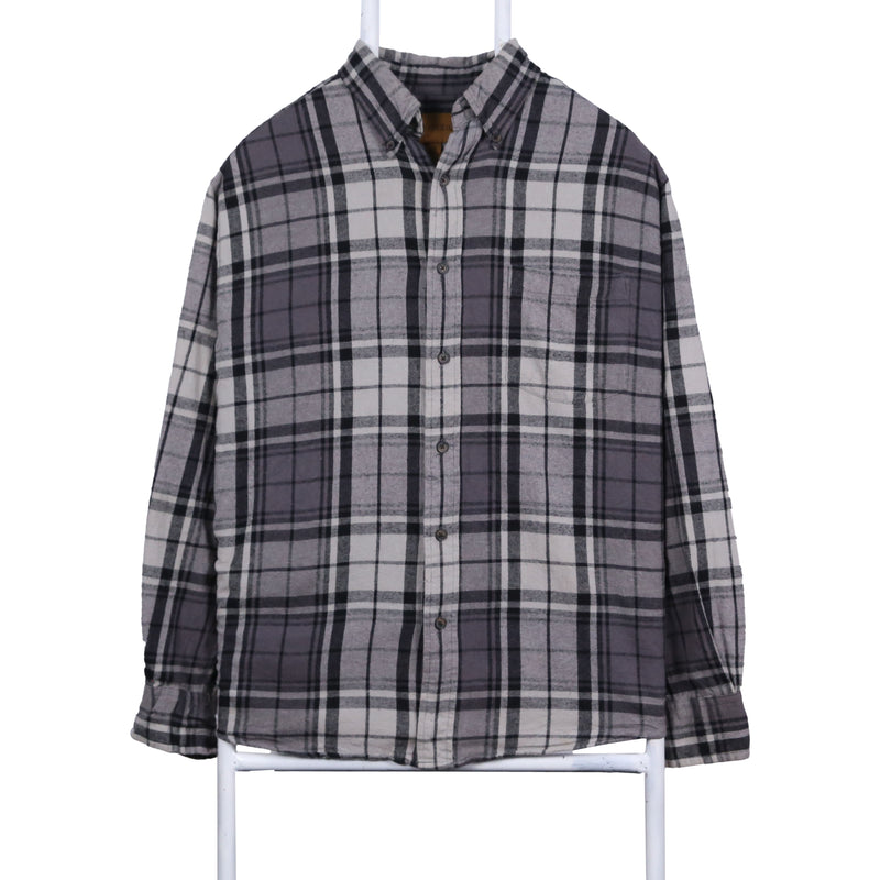 St Johns Bay 90's Flannel Long Sleeve Button Up Cotton Shirt Medium Grey