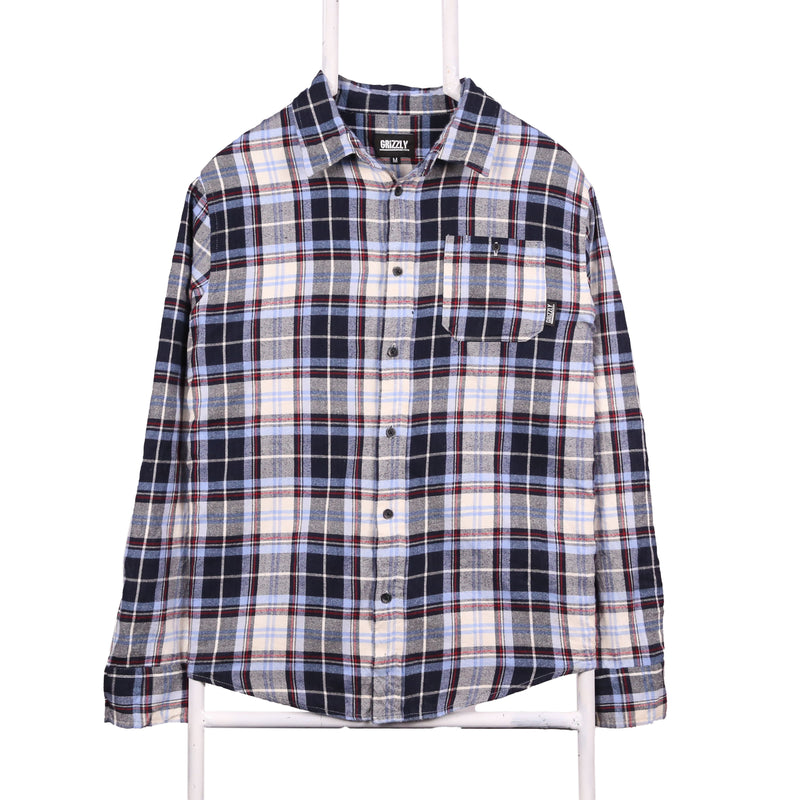 Grizzly 90's Lumberjack Check Button Up Shirt Medium Blue