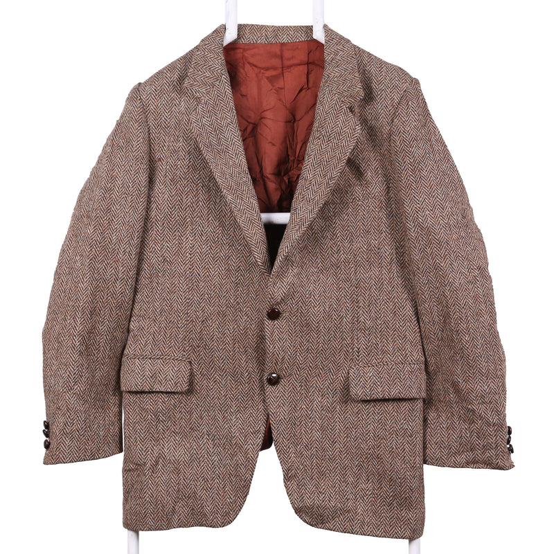Harris Tweed 90's Tweed Wool Jacket Button Up Long Sleeve Blazer 42 Beige Cream