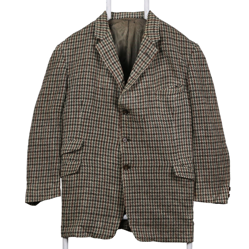 Harris Tweed 90's Tweed Wool Jacket Button Up Long Sleeve Blazer 44 Beige Cream