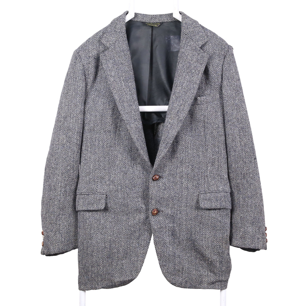 Harris Tweed 90's Tweed Wool Jacket Button Up Blazer 44 Grey – Vintage ...