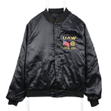 King louie 90's UAW Local Button Up Nylon Sportswear Varsity Jacket XLarge Black