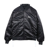 Anywear 90's College Coach Jacket Button Up Back Print Varsity Jacket Medium Black