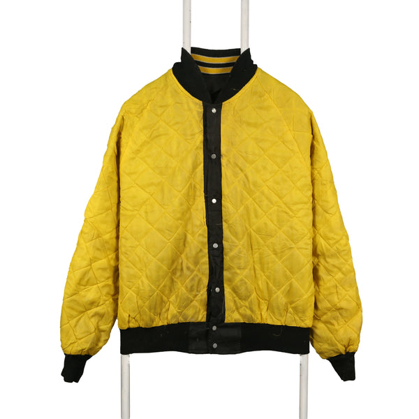 Augusta 90's Puffer Button Up Long Sleeve Bomber Jacket XLarge Yellow