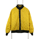 Augusta 90's Puffer Button Up Long Sleeve Bomber Jacket XLarge Yellow