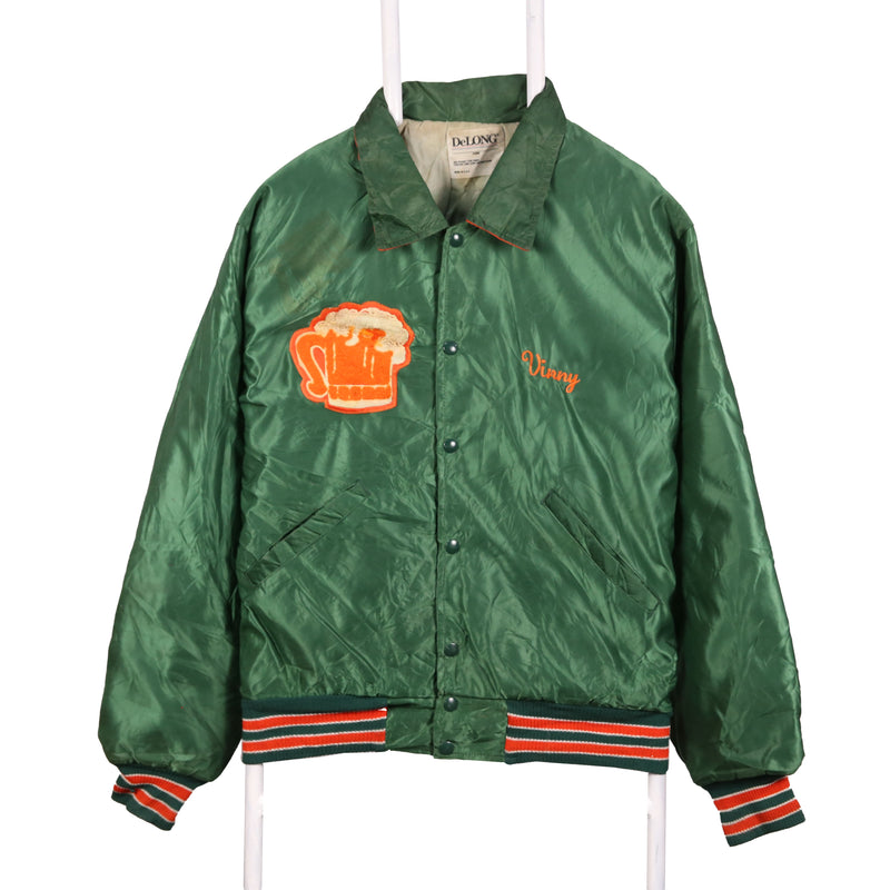 Vinny De Long 90's Coach College Waterside Button Up Bomber Jacket Large Green