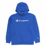 Champion 90's Spellout Pullover Hoodie XLarge Blue
