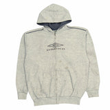 Umbro 90's Spellout Zip Up Hoodie XSmall (missing sizing label) Grey