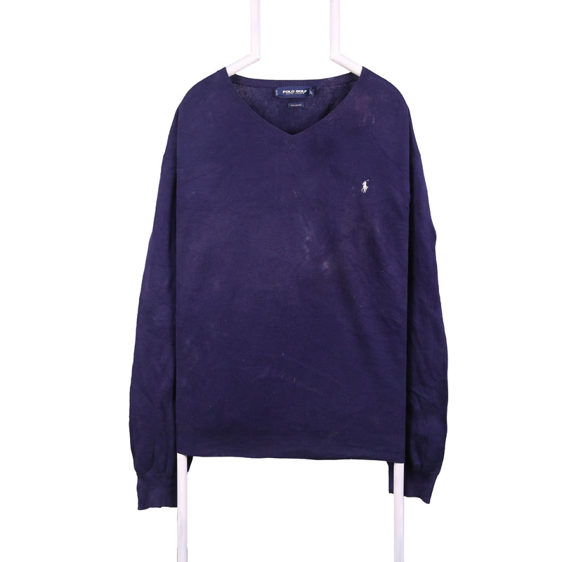Polo Ralph Lauren 90's Knitted V Neck Jumper / Sweater XXLarge (2XL) Navy Blue