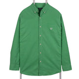 Chaps 90's Plain Long Sleeve Button Up Shirt XLarge Green