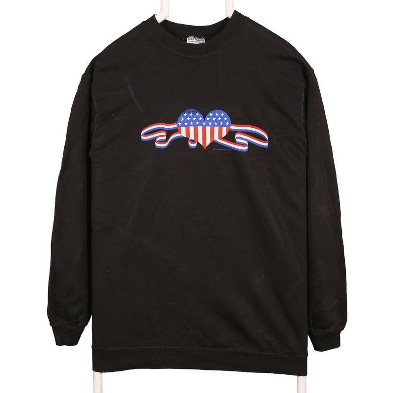 Gildan 90's Crewneck Long Sleeve Pullover Sweatshirt Medium Black
