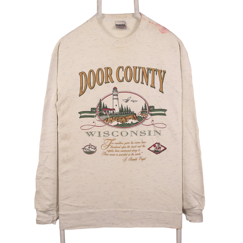 Oneita 90's Door Country Crewneck Sweatshirt Large White