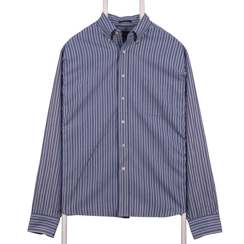 Chaps 90's Long Sleeve Button Up Striped Shirt XLarge Blue